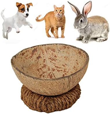 ידידותית לסביבה לחיות מחמד האכלת קערה עם מעמד, כלב / חתול/ארנב/אוגר האכלת קוקוס מעטפת טבעי כוס, בעבודת יד ייחודי