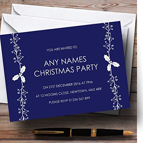 גן החיות בכרטיס טקסט כחול לבן טקסט מותאם אישית לחג המולד/השנה החדשה/מסיבת חג אינדי.