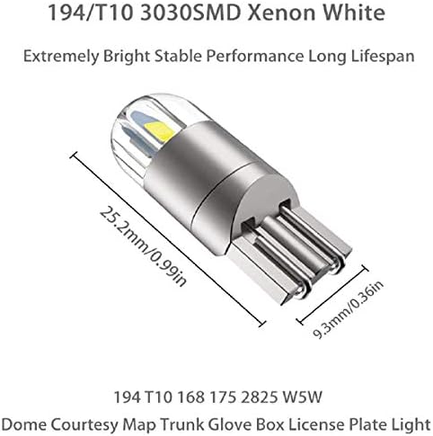 בריטים JTech 10x T10 194 168 W5W 1.5W 6000K לבן 3030 צ'יפס LED בהיר, אור כיפה, אור מפה, אור דלת, אור באדיבות, אור