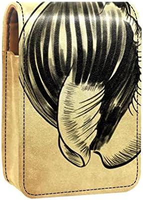 אוריואקאן שפתון מקרה עם מראה חמוד נייד איפור תיק קוסמטי פאוץ, בציר ציור ימי קונכייה