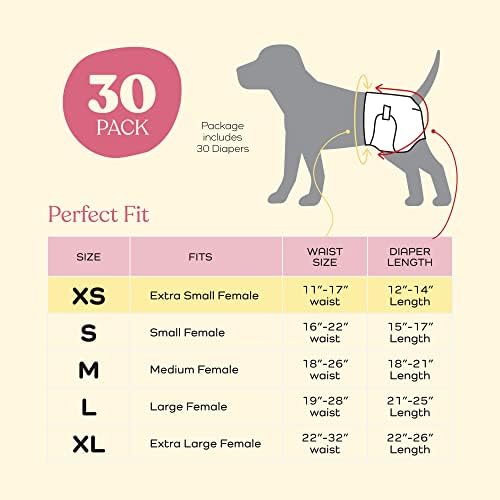 חיתולי כלבים נוחים לנשים-30 חבילות חיתולי כלבים חד פעמיים סופגים במיוחד-טכנולוגיית ג ' ל פלאש-יבש ומחוון רטיבות-חיתולים