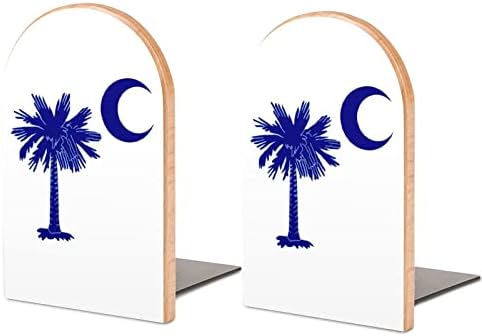 דרום קרוליינה דגל דקל תומכי ספרים דקורטיבי הדפסת עץ ספר מסתיים לגנוז חבילה של 1 זוגות