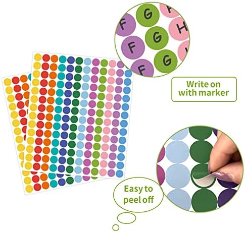 רגלטו 3360 יחידות עגול צבעוני דוט מדבקות לפעוטות ניירות הוראה, 3/4 קוטר צבע קידוד תוויות, מעגל נקודות מדבקות