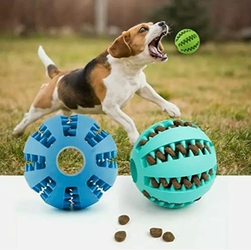 PetSfellow 2 חבילה צעצוע כדור כלבים לניקוי שיניים לחיות מחמד, לעיסה, כדורי טיפול במנת משכל, מזין לטיפול במזון חיות מחמד,