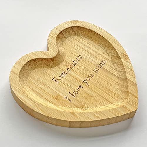 אני אוהב אותך אמא לב בצורת צלחת, חקוק עץ תכשיטי מגש עבור אמא,עץ מתנה עבור אמא של יום ואמא של יום הולדת