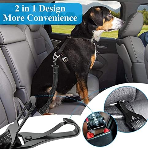 חגורת בטיחות לרכב כלב עם קערת כלבים מתקפלת, מצורף מכונית תפס מכונית כלב חגורת בטיחות ， אבזם מכונית חגורת בטיחות