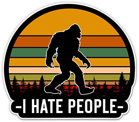 Bigfoot אני שונא אנשים מדבקת אנשים - מדבקת מחשב נייד בגודל 5 - ויניל אטום למים לרכב, טלפון, בקבוק מים - מדבקות יטי ססקאץ 'מצחיקות