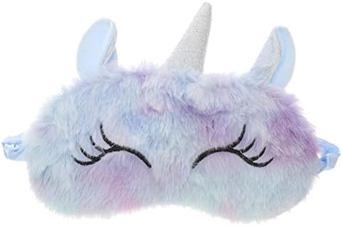 מסיכת שינה חד קרן של טנדיקוקו קטיפה קטיפה מצוירת עם חיות עיניים טלאי עיניים שינה רכה לבנות