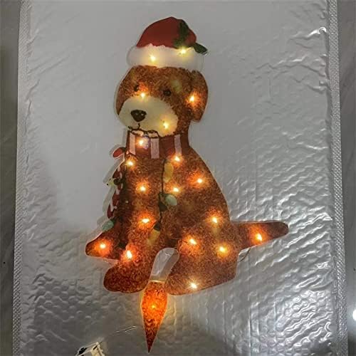 כלב דו -דו -פלאי רך כלב קטיפה עם מיתר בהיר LED לחג המולד אור קטיפה כלב אקרילי גן גן קישוט זוהר בקישוטים