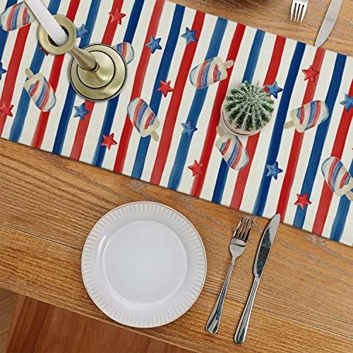 4 ביולי פטריוטי רץ לשולחן ארטיק כוכבים פשתן פסים יום הזיכרון יום העצמאות חג מסיבת מטבח אוכל שולחן בית קישוטי 13
