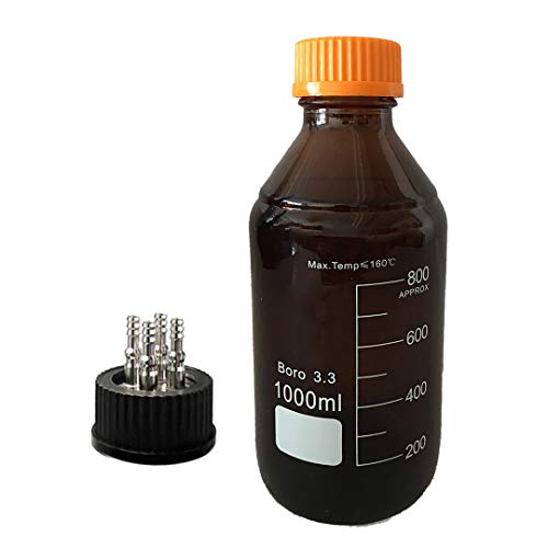 דונלאב-1004 בורוסיליקט זכוכית 100 מ ל ענבר חום עגול מדיה אחסון בקבוק מגיב בקבוק עם סוס 316 ס-4-דרך כובע גל45