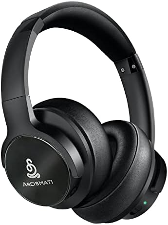 אוזניות מבטלות רעש פעיל, Arcismati A10 אלחוטי מעל אוזניות Bluetooth באוזן עם מיקרופון, זמן משחק של 25 שעות,