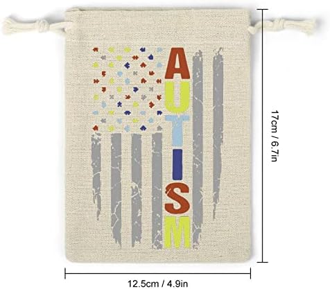 אוטיזם מודעות ארהב דגל שרוכי אחסון שקיות סוכריות מתנת שקיות לשימוש חוזר מתקפל וקומפקטי רב תכליתי כיס חבילה 8 יחידות