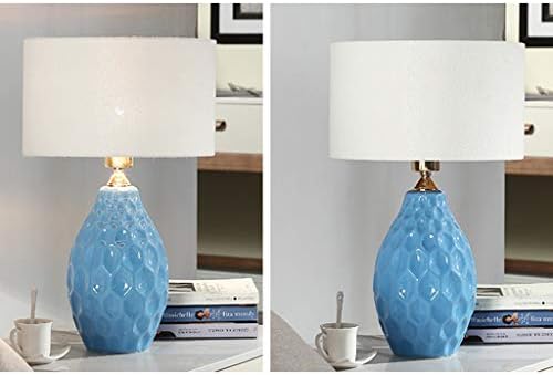מנורת שולחן שולחן דמוניז מנורת שולחן קרמיקה, מנורת שולחן חוסכת אנרגיה הגנה על קריאה מנורת סלון כניסה למיטה/כחול