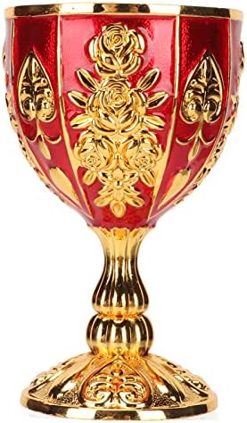 זהב גביע, 4 אינץ גבוהה מובלט פרח מעודן צבעים סרסור כוס מלוטש רטרו סגנון עבור אירועים