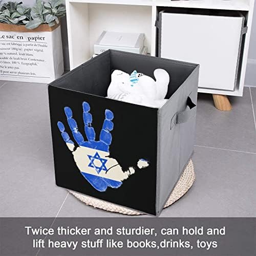 דגל ישראל דגל פאל דקל עור פחי אחסון מתקפלים פחי קוביית קוביית קוביית סל עם ידיות