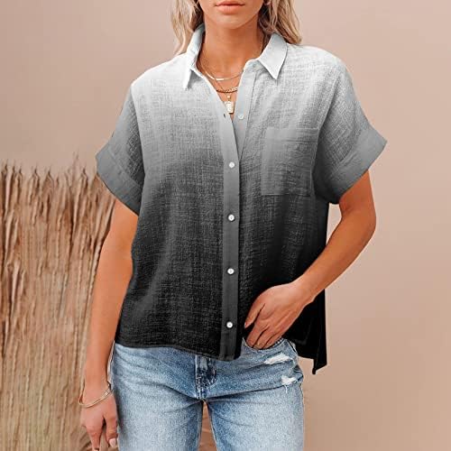 בגדי קיץ לנשים מקרית אופנה כותנה פשתן מודפס קצר שרוול חולצה בתוספת גודל חולצות