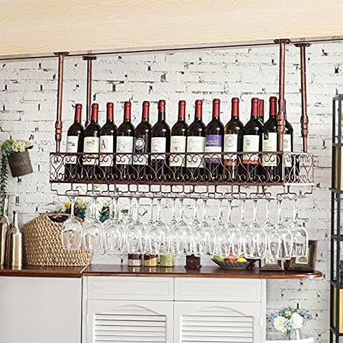 אטאי מדף מדף בסגנון ברזל מתלה יין מחזיק כלי גזע, מתלי זכוכית יין מתכווננים מתלים לברים/מסעדות/מטבחים, יכולים לשאת/120