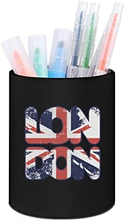 אני אוהב לונדון בריטניה דגל עור מפוצל עיפרון מחזיקי עגול עט כוס מיכל דפוס מארגן שולחן עבור משרד בית