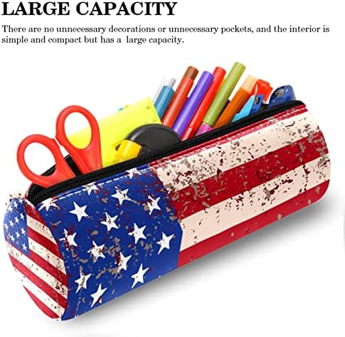 מארז עיפרון גרוטקר, כיס עפרון, תיק עט, כיס עט, כיס עיפרון קטן, דפוס רטרו דגל אמריקאי