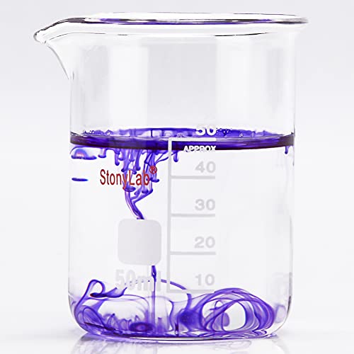 סטונילאב זכוכית כוס, 1 מארז בורוסיליקט זכוכית בוגר נמוך טופס גריפין כוס עם לשפוך זרבובית מעבדה כוס, 50 מיליליטר