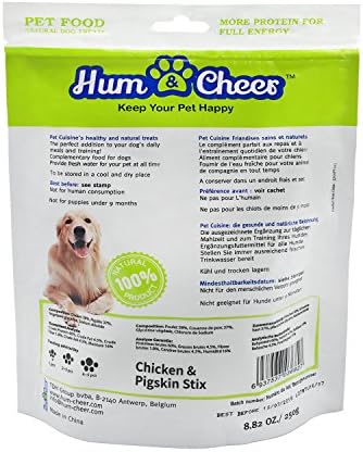 Hum & Cheer HM041CP001-250 פינוקים של כלב 8.82 עוף עוף וחזירים סטיקס לאילוף חטיפים של גורים, בגודל אחד