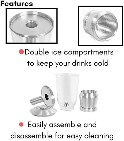בירדרוק בית 1.5 ליטר נירוסטה מתקן משקאות עם מיכל קרח, סטנד וספיגוט - עגול - BPA אקריליק ברורה ללא BPA
