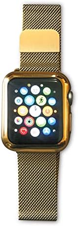 רצועת לולאה להחלפת Apple Watch, רצועת 38 ממ עם כיסוי/מארז, צמיד מתכת, סגירה מגנטית, תואמת לסדרה 3 Apple Watch