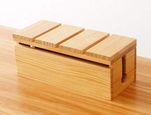 Anncus פשוט רצועת חשמל מארגן מעץ משרד שולחן עבודה שולחני כבל חשמל קופסת אחסון עץ קופסת עץ - קופסת עץ -