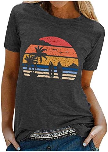 צמרות קיץ לנשים חולצת טי גרפית חוף חוף חופשה בהוואי חולצת טריקו שרוול קצר