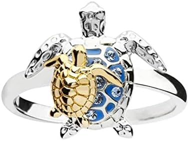 טבעות נשים אופנה כחול ים צב זירקוניה טבעת נישואין יוקרתית טבעת אירוסין טבעת וינטג '
