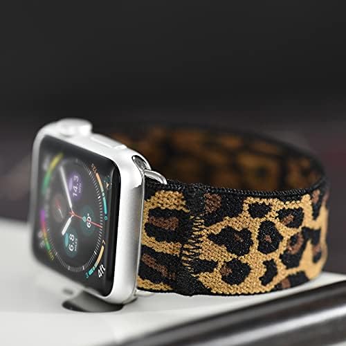טפקה צ'יטה כהה/דפוס נמר אלסטי תואם/החלפה עבור Apple Watch/Apple Watch Ultra