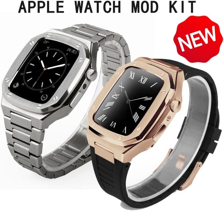 WSCEBCK Mod Cite Cite Metal Metal עבור פס שעון Apple 8 7 6 5 4 SE 45 ממ 41 ממ 44 ממ רצועת רצועה החלפת רצועת מסגרת עבור IWatch