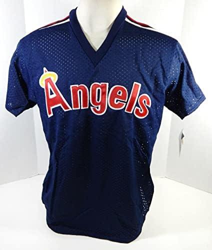 1983-90 מלאכים בקליפורניה משחק ריק הונפק תרגול חבטות כחול ג'רזי XL 879 - משחק משומש גופיות MLB
