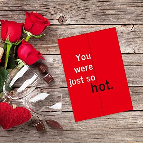 Waahome כרטיסי יום האהבה המצחיקים לאשת החברה שלה, 4''x6 '' מתקפלים היית פשוט כל כך חם שובב של חג האהבה כרטיס