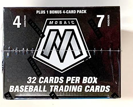 2021 פאניני פסיפס בייסבול מפעל אטום Blaster Box 8 חבילות של 4 קלפים, 32 קלפים בסך הכל עם 4 קאם כחול, 2 ירוק פסיפס, 1