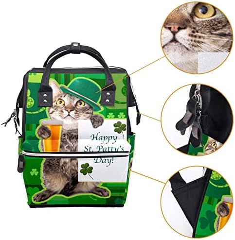 תרמיל נסיעות Guerotkr, תיקים חיתולים, תיק חיתול תרמיל, דפוס ירוק של יום החתול של יום פטריק