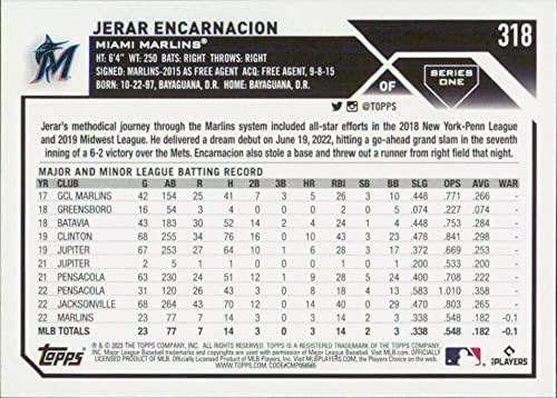 2023 Topps 318 Jerar Encarnacion RC טירון מיאמי מרלינס סדרה 1 כרטיס מסחר בייסבול MLB
