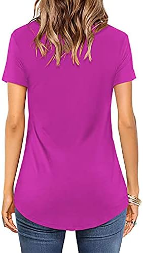 חולצת טי אופנה לנשים נ 'צוואר קרוס קרוס חולצה צבע אחיד