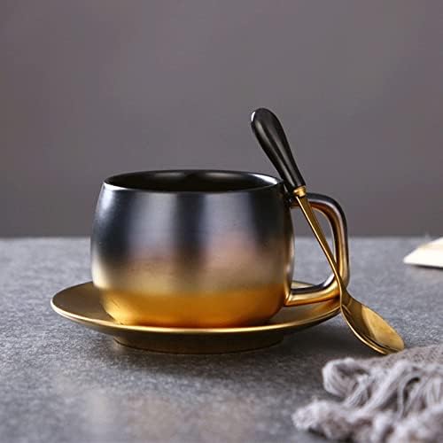 כוס קפה שחור שיש זהב קרמיקה קפה כוסות קפה מרוכז קפה קפה תה ארוחת בוקר כוסות חלב חלב צלוחית עם סט צלחות
