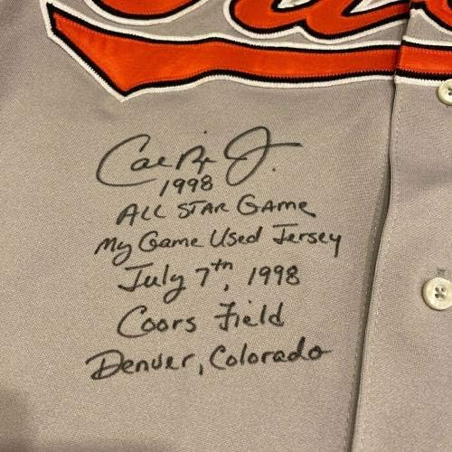 Cal Ripken Jr. 1998 משחק חתום בשימוש משומש משנת 1998 All Star Game Jersey & Pants JSA COA - משחק חתימה MLB משומש