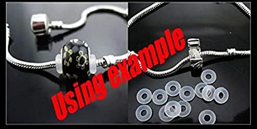 זיטופ 80 יחידות סיליקון גומי פקקי טבעת חרוז קסמי צמידי תואם לשימוש לבד או עם קליפ מנעול מרווח קסם-ברור