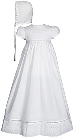 בנות כותנה 30 שמלת טבילה לבנה עם תחרה