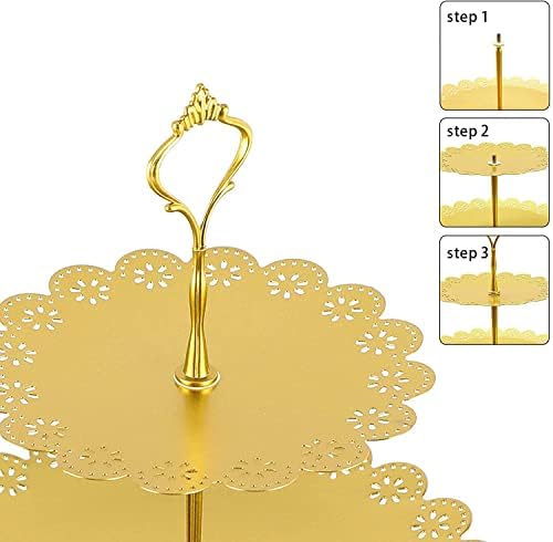 סיאו עוגת עומד סט של 9 מט זהב מתכת מחזיק הקאפקייקס קינוח תצוגת צלחת עבור תינוק מקלחת יום הולדת מסיבת חתונת