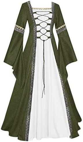 ימי הביניים שמלות לנשים 2023 תחרה עד רנסנס שמלת התלקחות שרוול אירי מעל שמלת ויקטוריאני מכשפה תלבושות