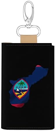 דגל גואם דגל עור מארז מקש מקש ניידים עם מחזיק כרטיסים תיקים עם ווים מפתח לגברים נשים