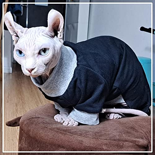 KICLARO SPHYNX בגדי חתולים חתולים חסרי שיער פיג'מה סרבלים, חתולים וכלבים קטנים לבגדי כותנה לבגדי כותנה