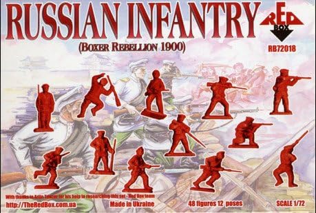 פלסטיק דגם דמויות רוסית חיל רגלים, בוקסר מרד 1900 48 דמויות ב 12 תנוחות 1/72 אדום תיבת 72018