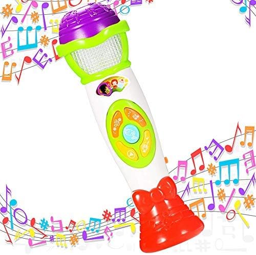 מכונת מיקרופון קריוקי למיקרופון לילדים, מיקרופון מוסיקה, החלפת קול ומיקרופון הקלטה עם אורות צבעוניים, הצעצועים הטובים