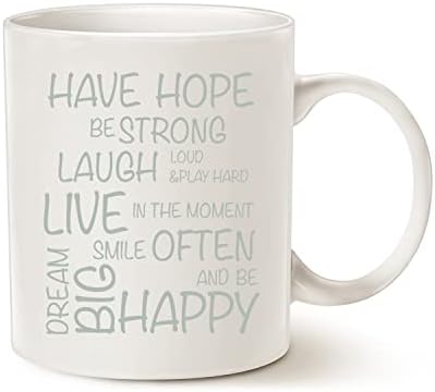 מאואג מצחיק השראה קפה ספל, יש תקווה להיות חזק טיפוגרפיה מוטיבציה ציטוט קרמיקה כוס לבן, 11 עוז